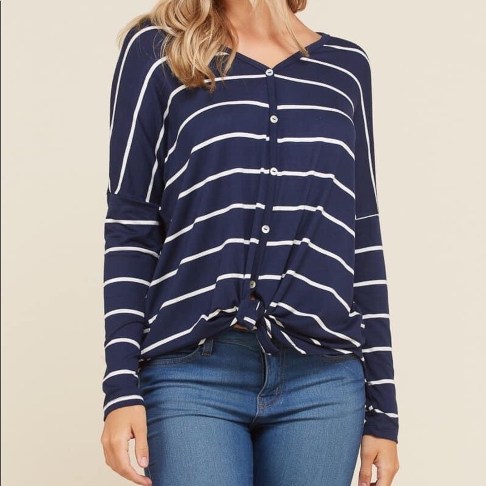 Navy and White Striped Shirt
